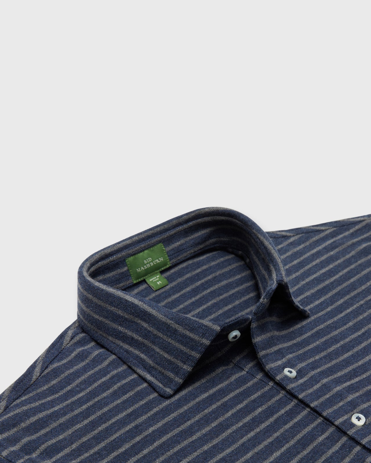 Short-Sleeved Polo in Heather Denim/Heather Graphite Stripe Pima Pique