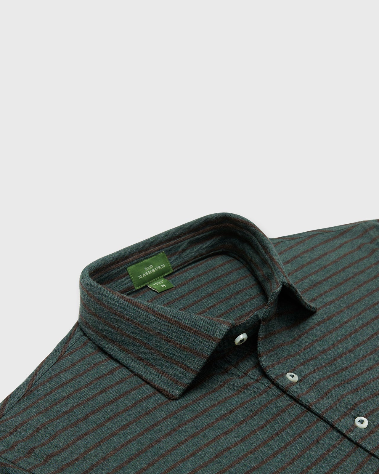 Short-Sleeved Polo in Heather Sea Moss/Heather Brown Stripe Pima Pique