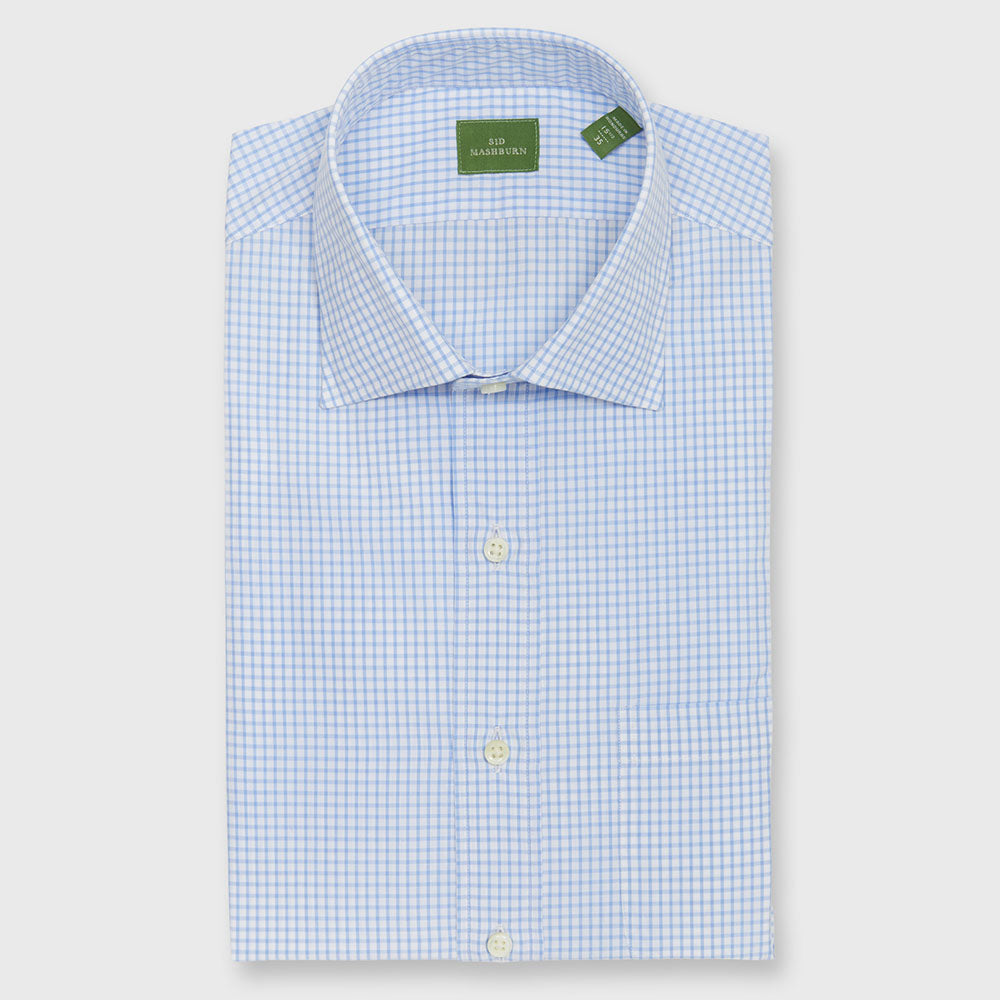 Made-to-Measure Shirt in Blue Graph Check Poplin