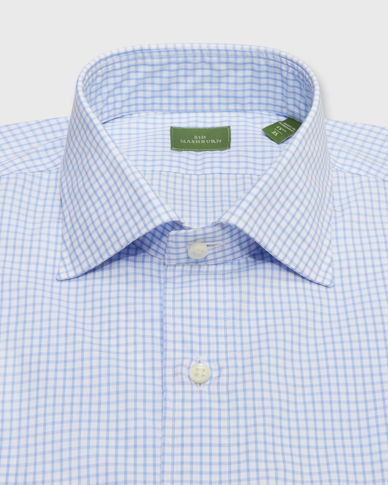 Spread Collar Dress Shirt in Blue Graph Check Poplin