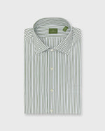 Load image into Gallery viewer, Spread Collar Dress Shirt in Olive/Sky Stripe Poplin
