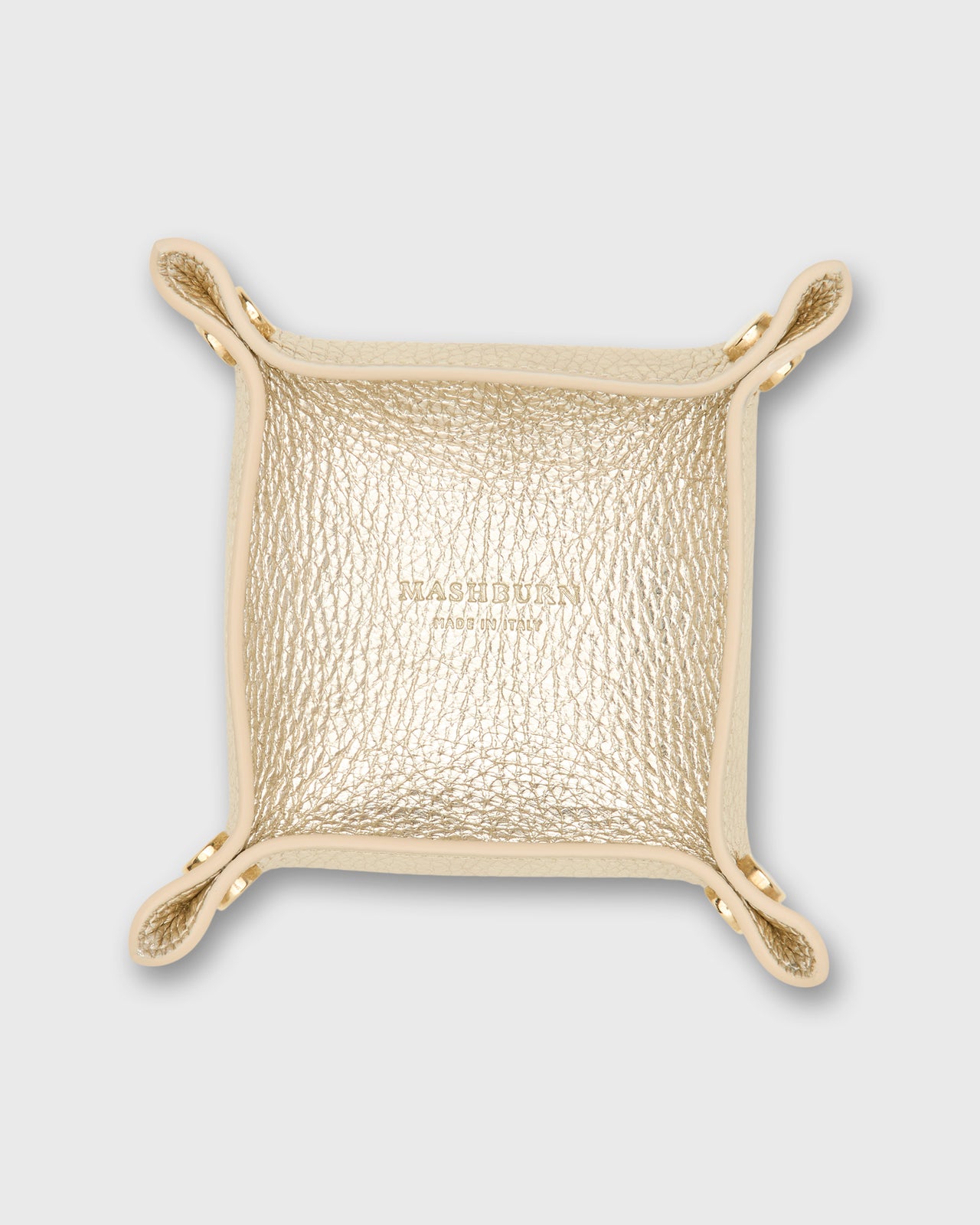 Small Square Tray in Platino Leather