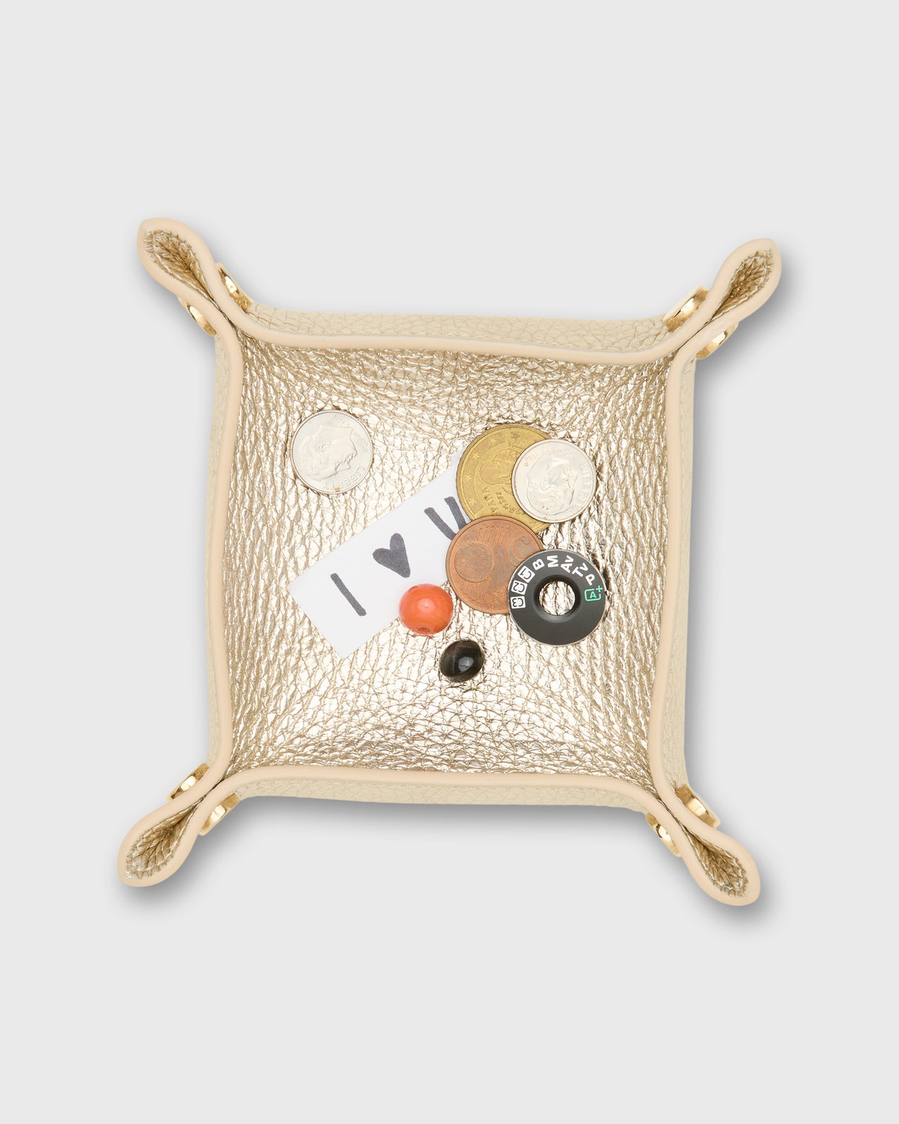 Small Square Tray in Platino Leather