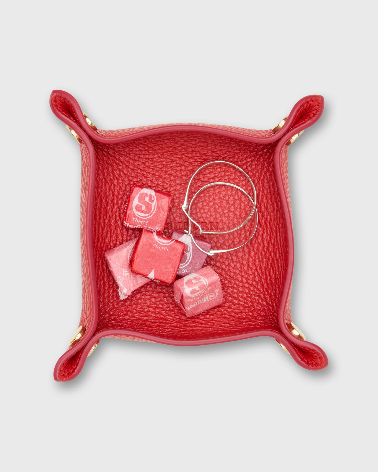Small Square Tray in Poppy Leather