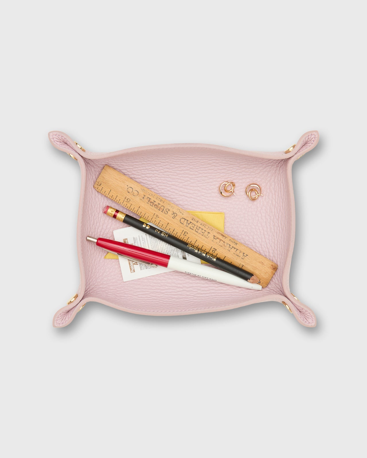 Medium Rectangle Tray in Camellia Leather