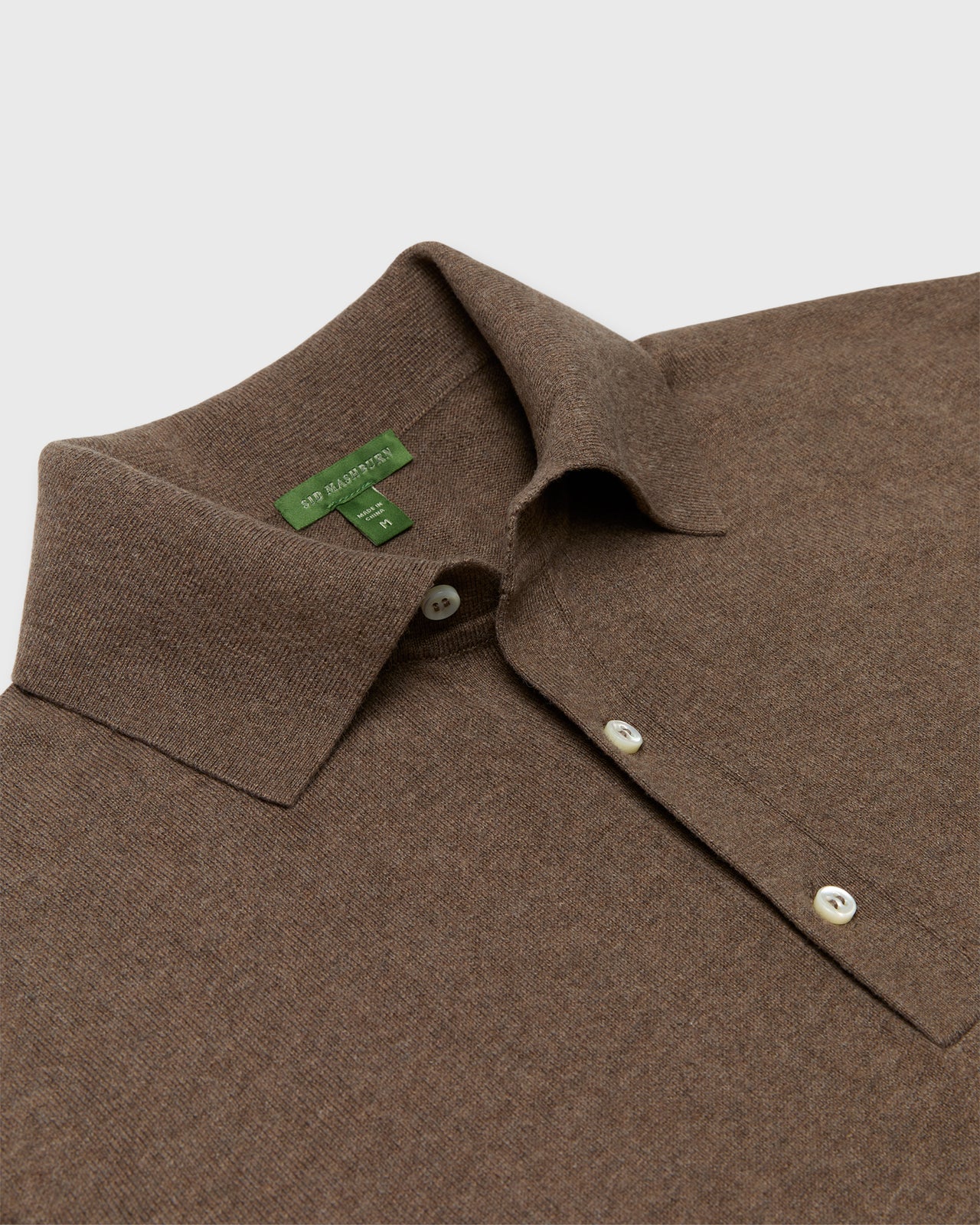 Long-Sleeved Rally Polo Sweater in Feather Taupe Cotton/Cashmere