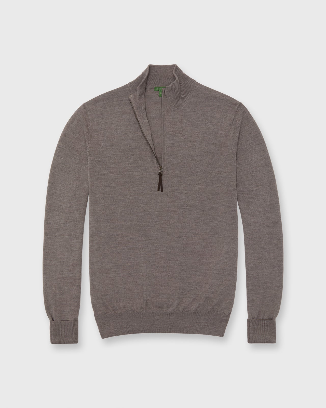 Fine-Gauge Half-Zip Sweater in Otter Escorial Wool