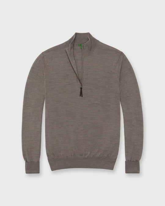 Fine-Gauge Half-Zip Sweater in Otter Escorial Wool