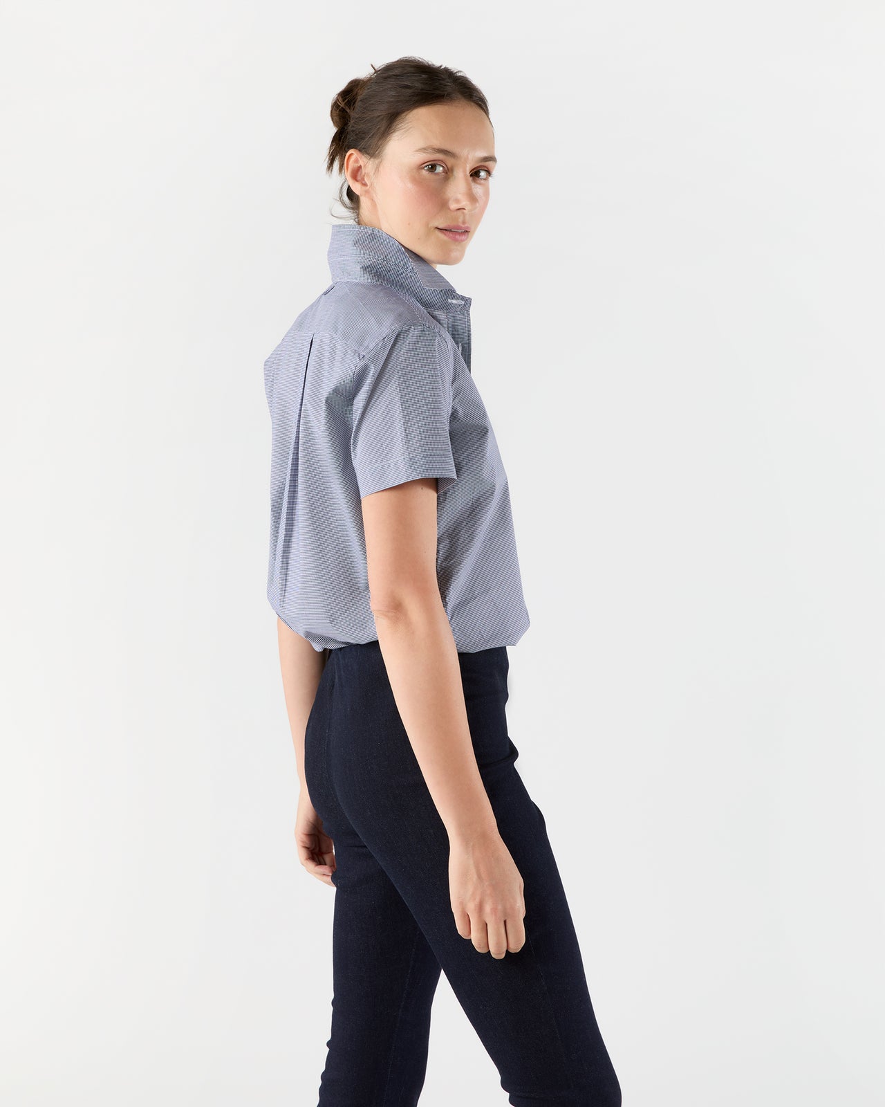 Scout Shirt in Navy Micro Gingham Poplin