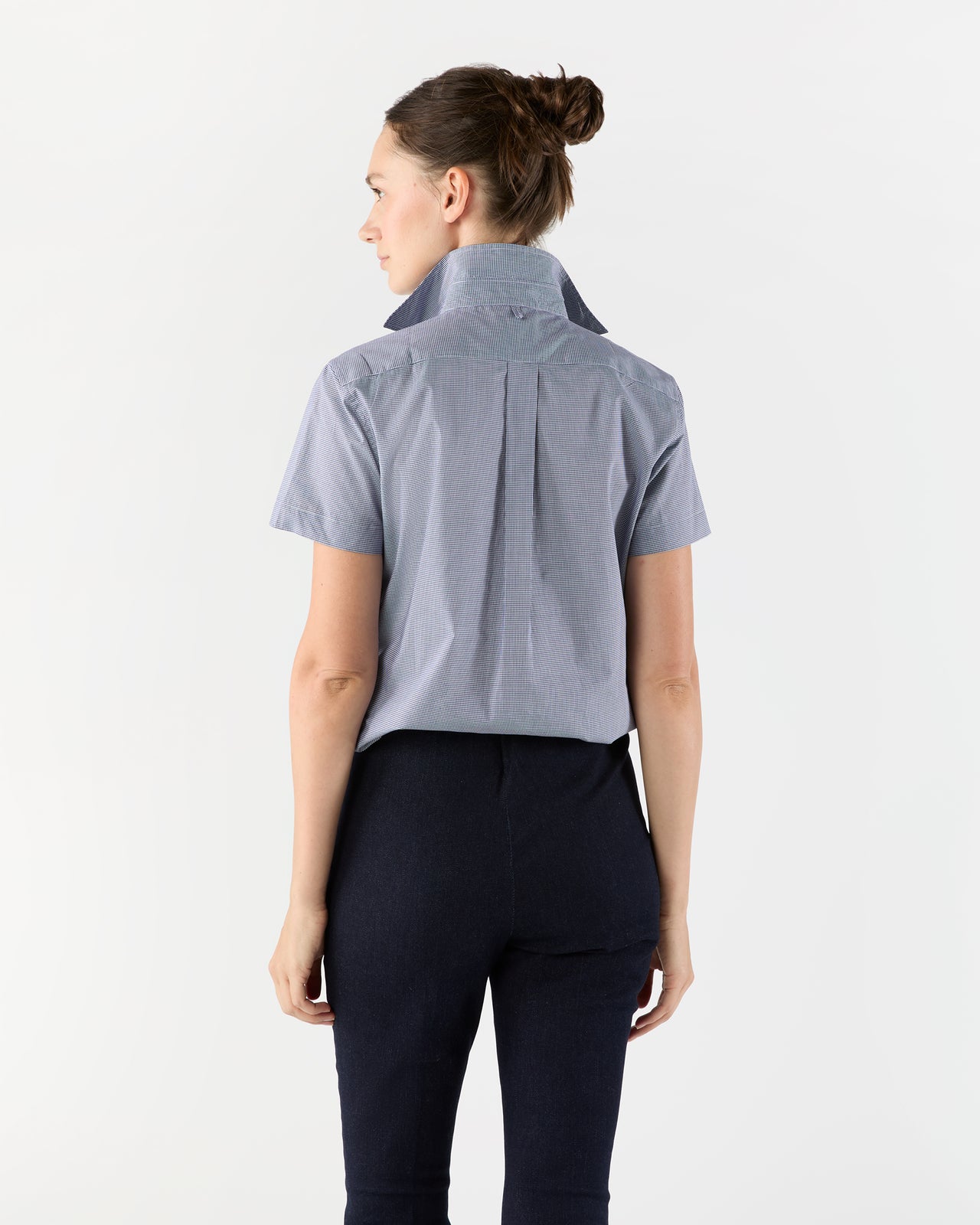 Scout Shirt in Navy Micro Gingham Poplin