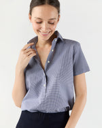 Load image into Gallery viewer, Scout Shirt in Navy Micro Gingham Poplin
