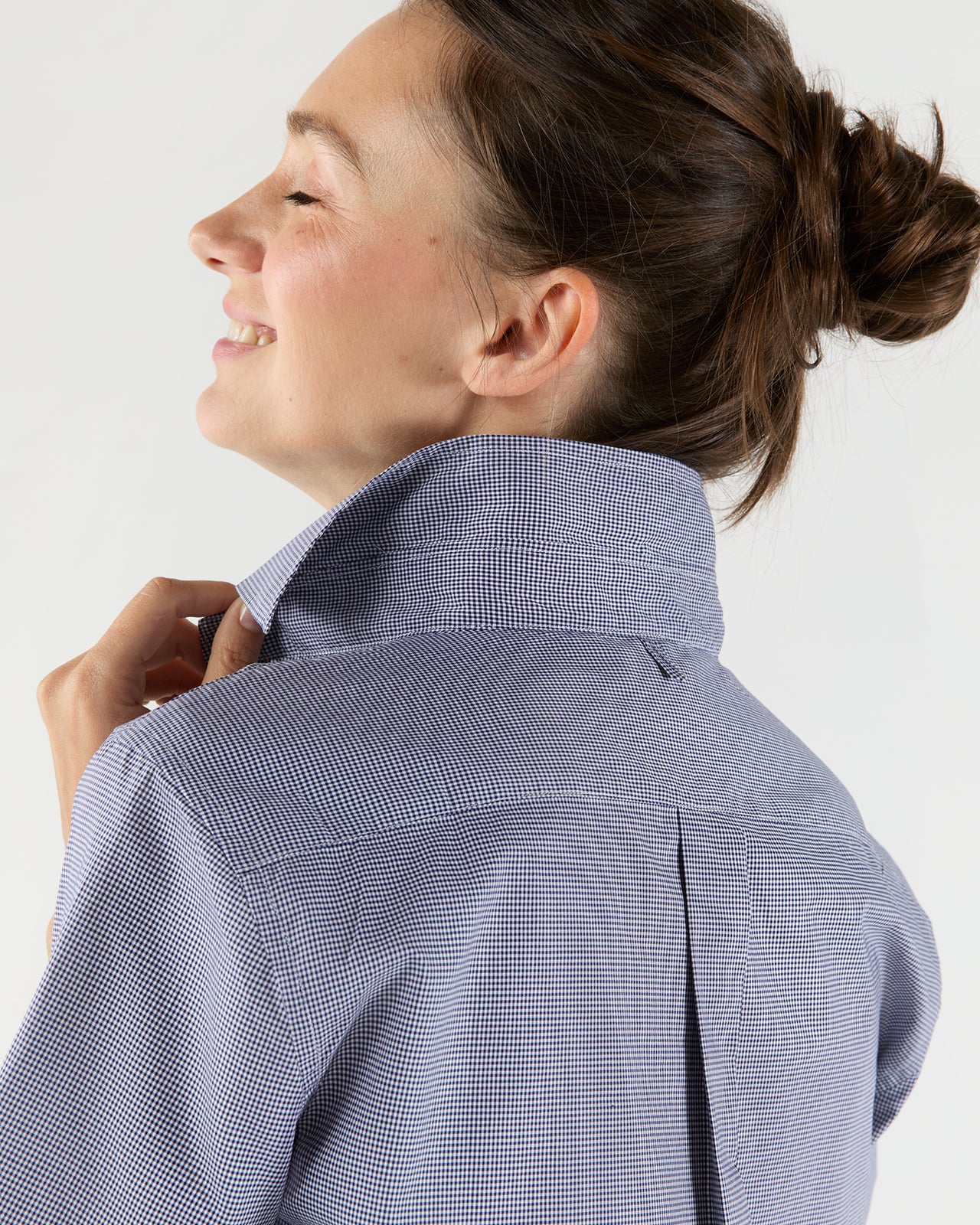 Scout Shirt in Navy Micro Gingham Poplin