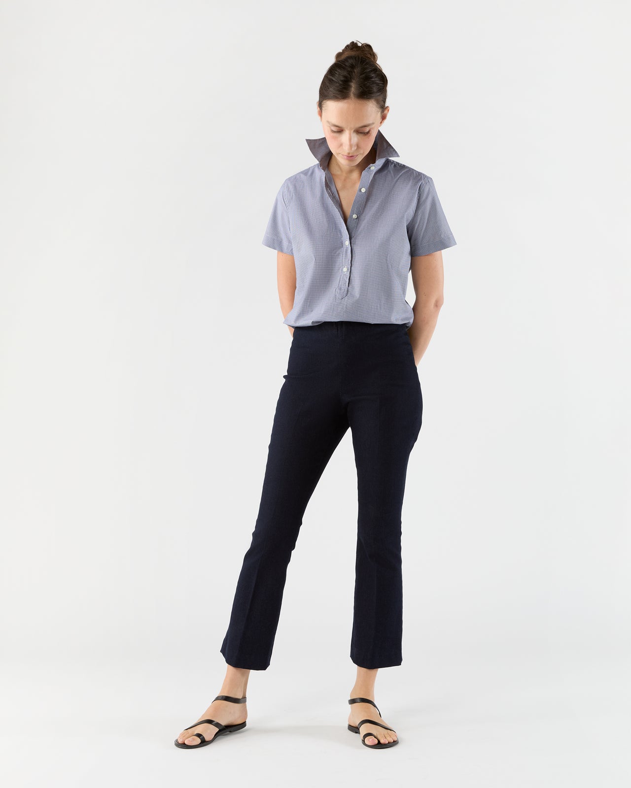Scout Shirt in Navy Micro Gingham Poplin