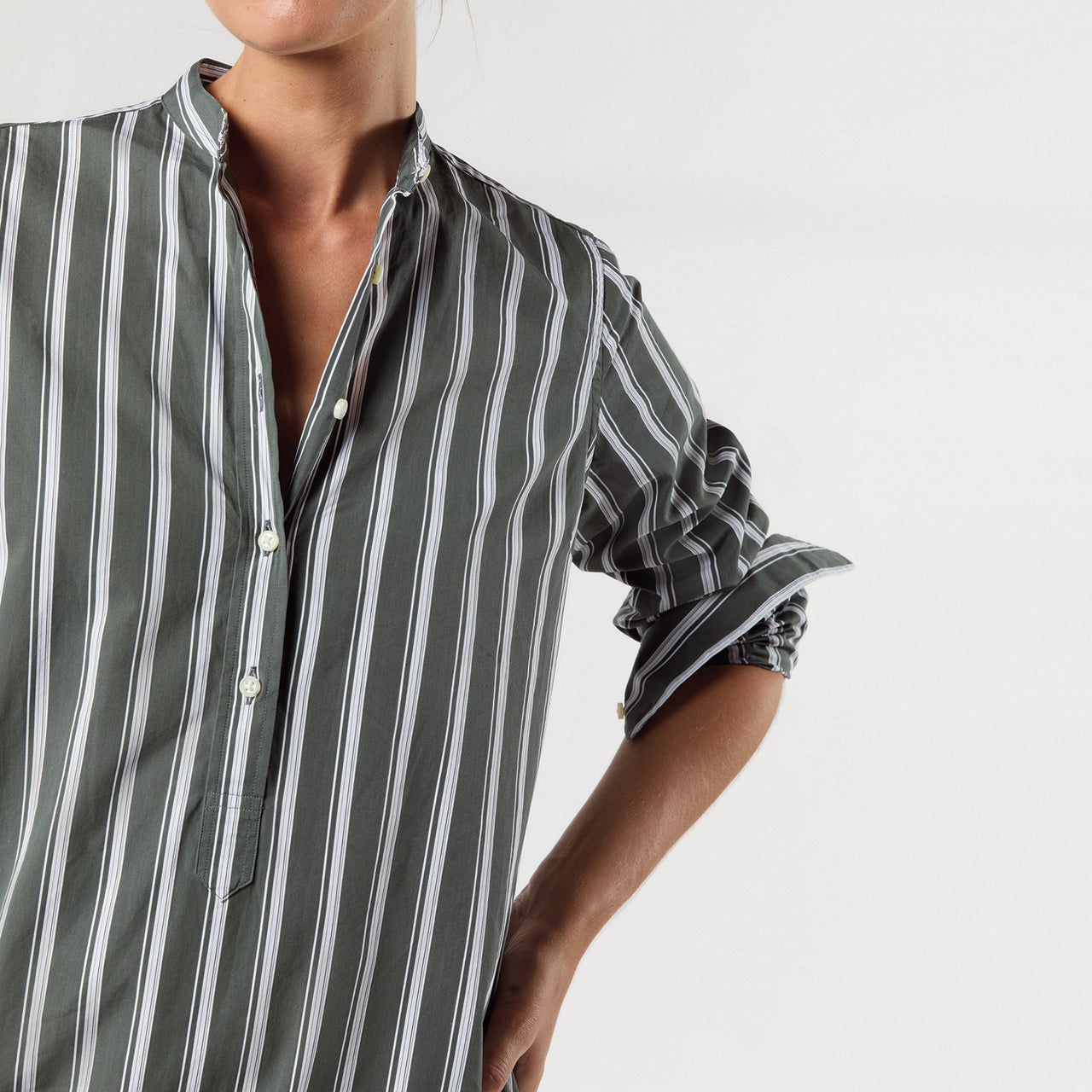 Made-to-Order Fabric in Alpine/White Multi Stripe Poplin