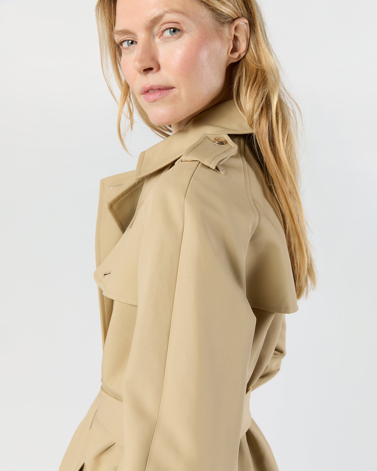 Martine Trench Coat in Khaki Compact Cotton