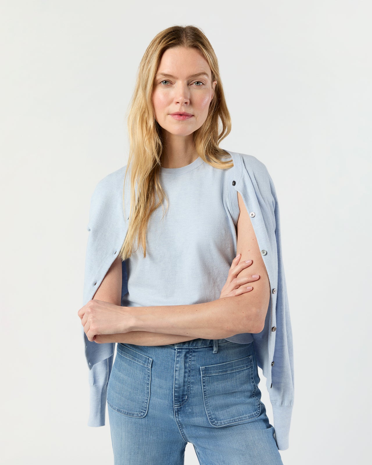Rosie Cardigan in Heather Sky Cotton/Silk