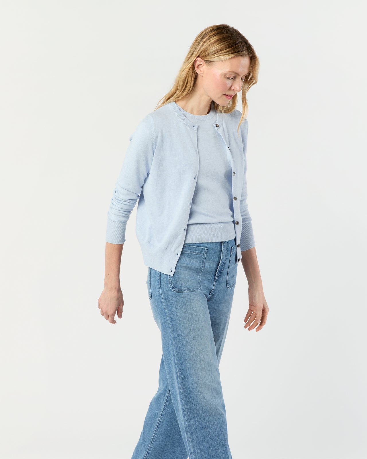 Rosie Cardigan in Heather Sky Cotton/Silk