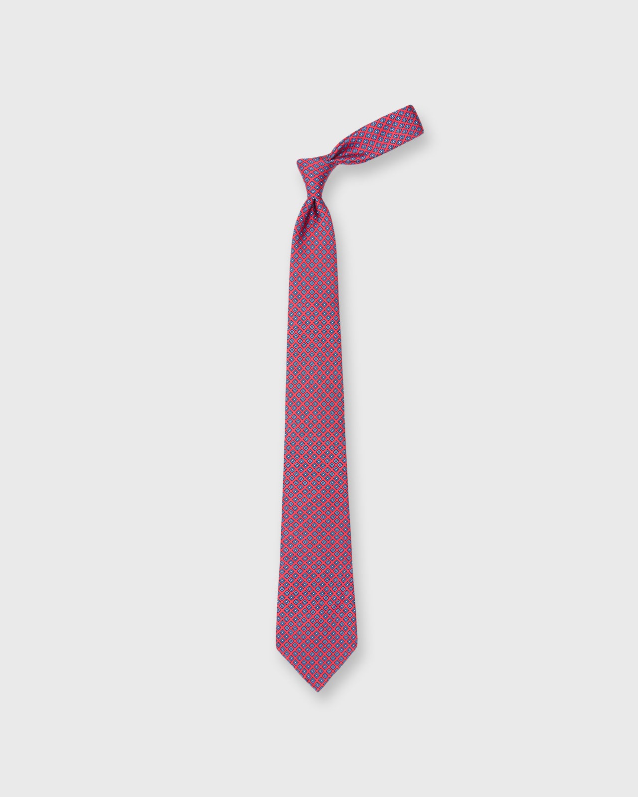 Silk Print Tie in Red/Blue Square