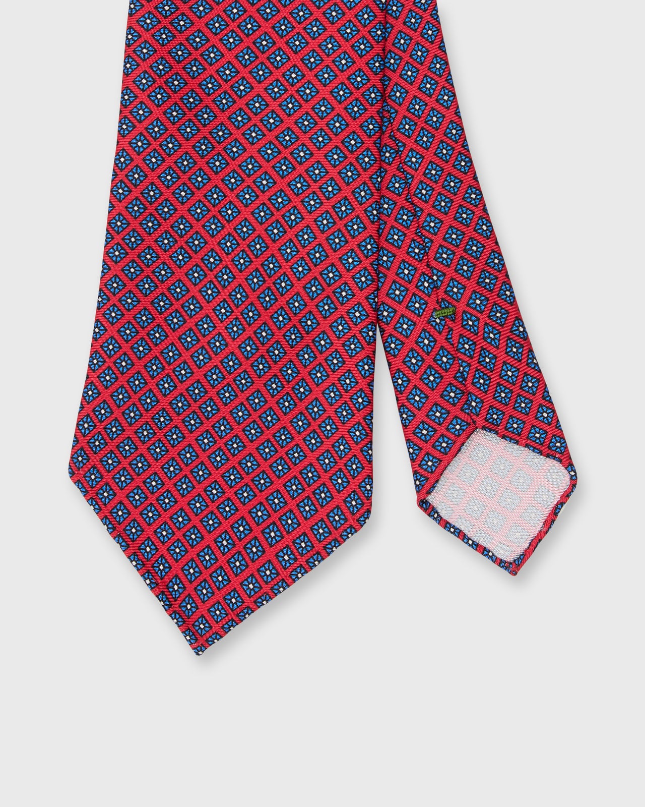 Silk Print Tie in Red/Blue Square