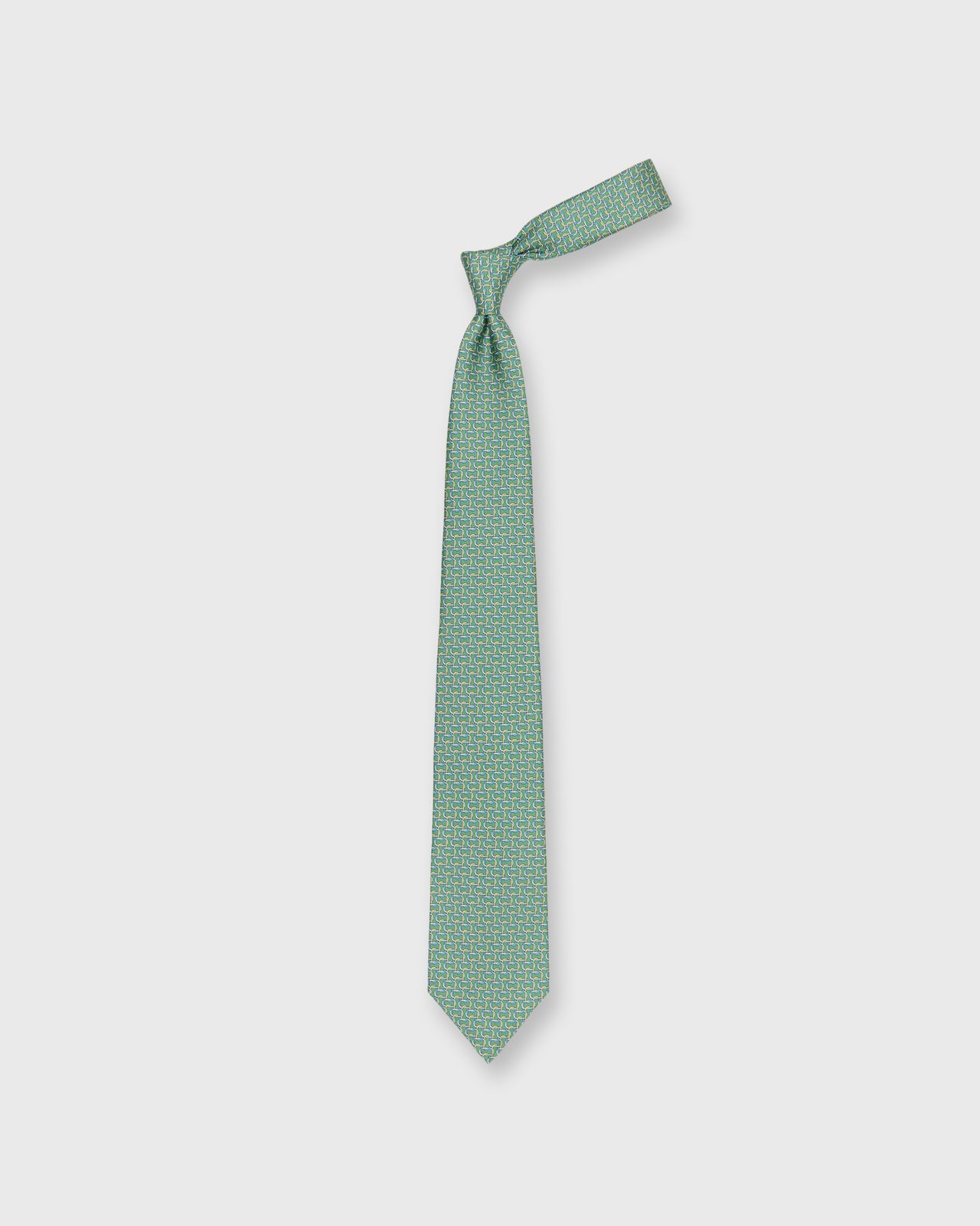 Silk Print Tie in Green/Sky/Yellow Links
