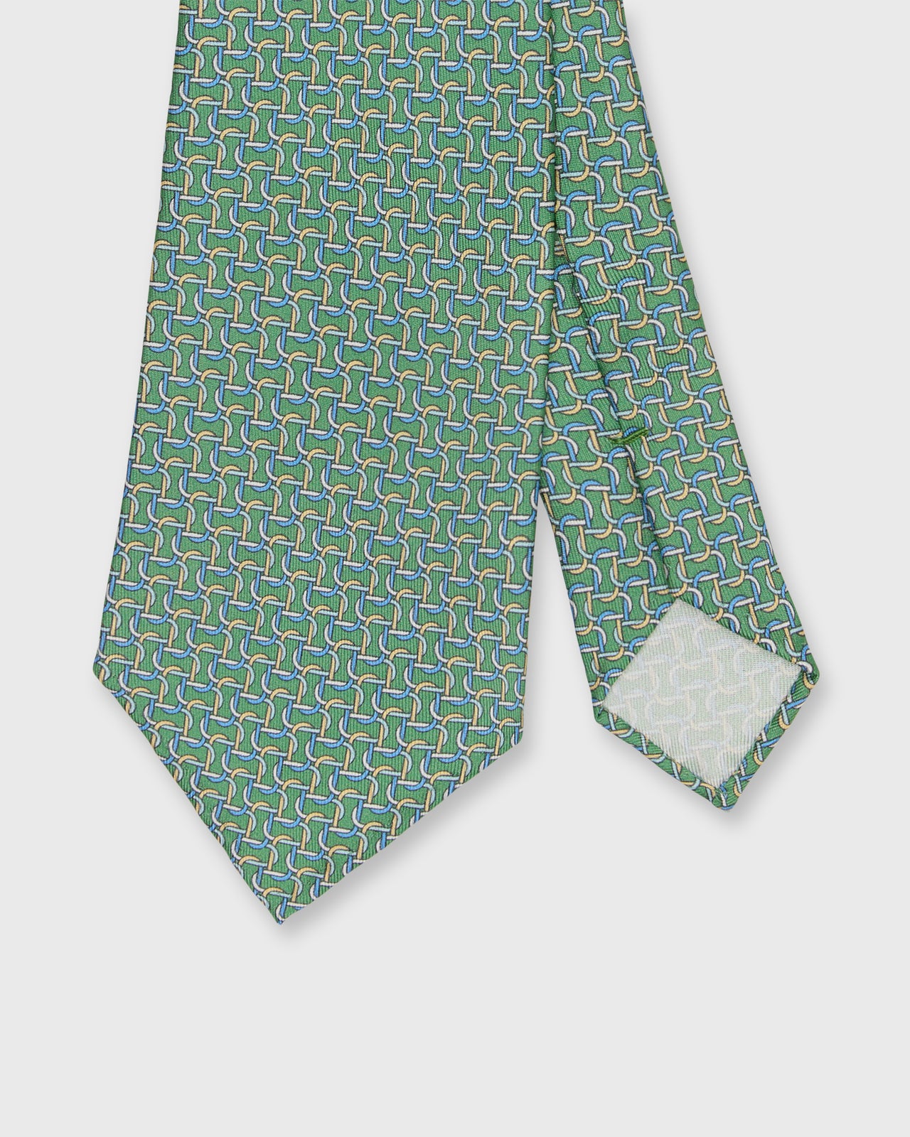 Silk Print Tie in Green/Sky/Yellow Links