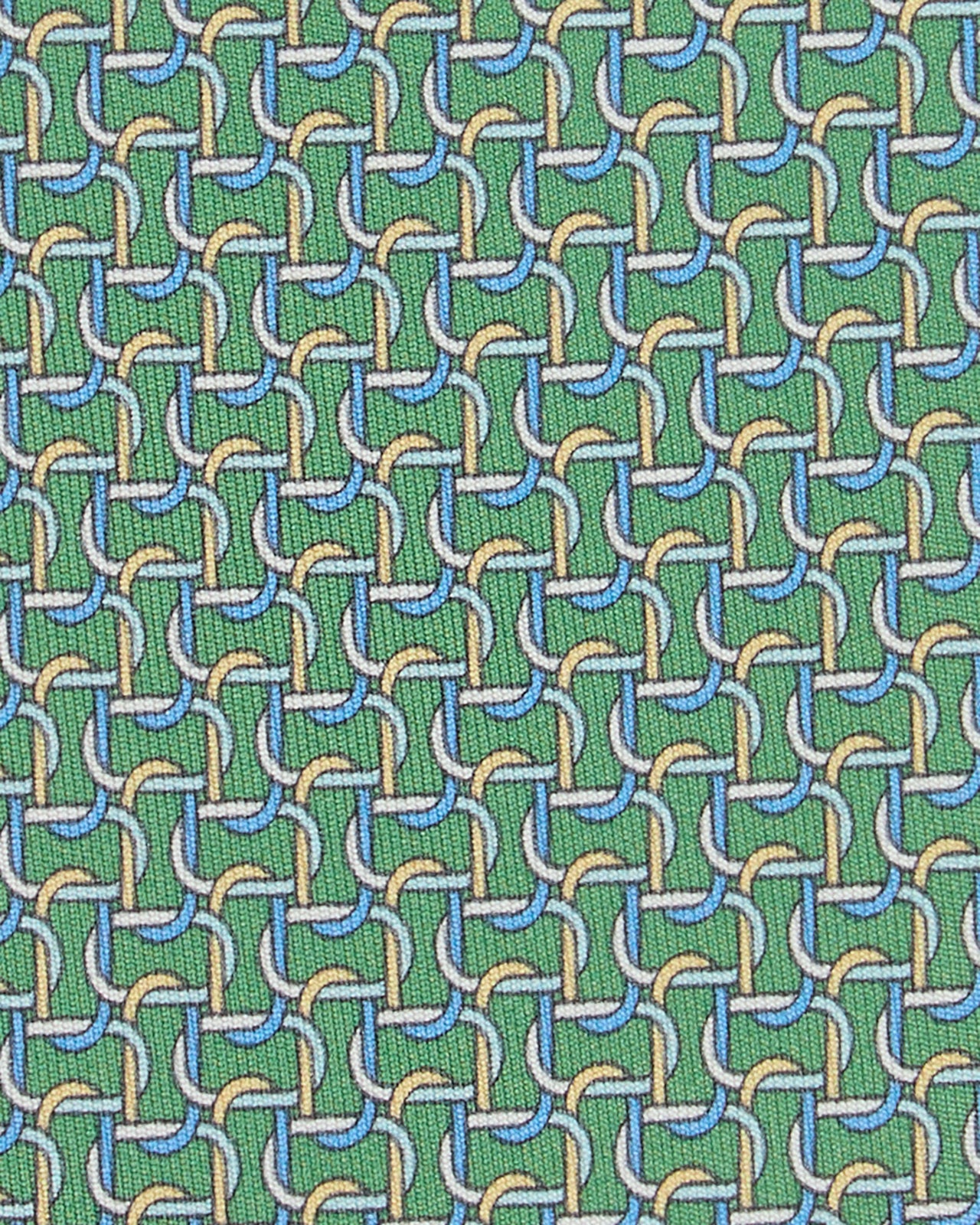 Silk Print Tie in Green/Sky/Yellow Links