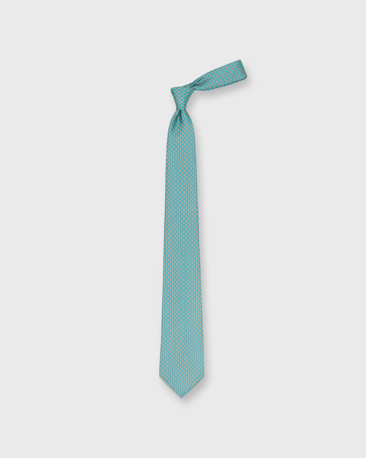 Silk Print Tie in Seafoam/Bone/Yellow Paisley
