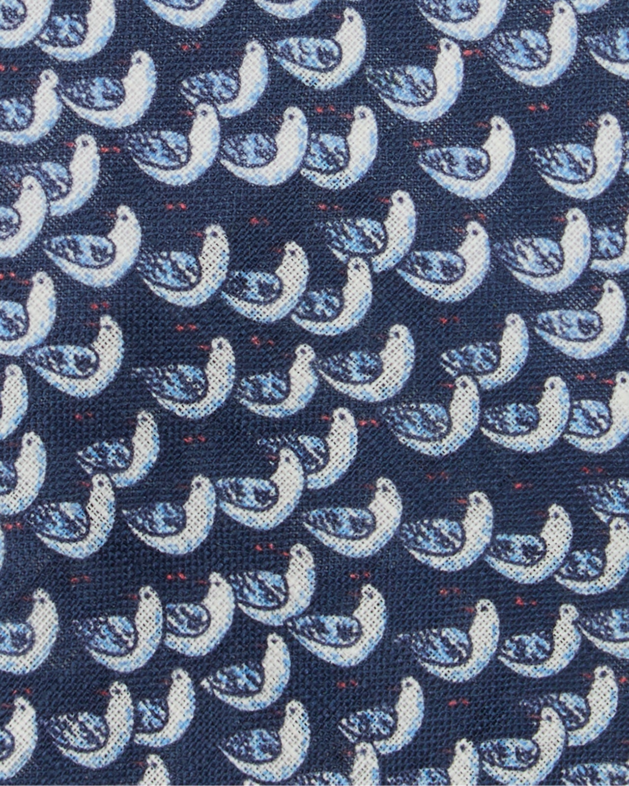 Linen Print Tie in Navy/Blue Gull