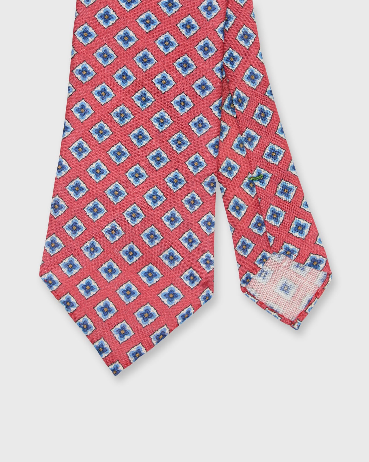 Linen Print Tie in Melon/Blue Medallion