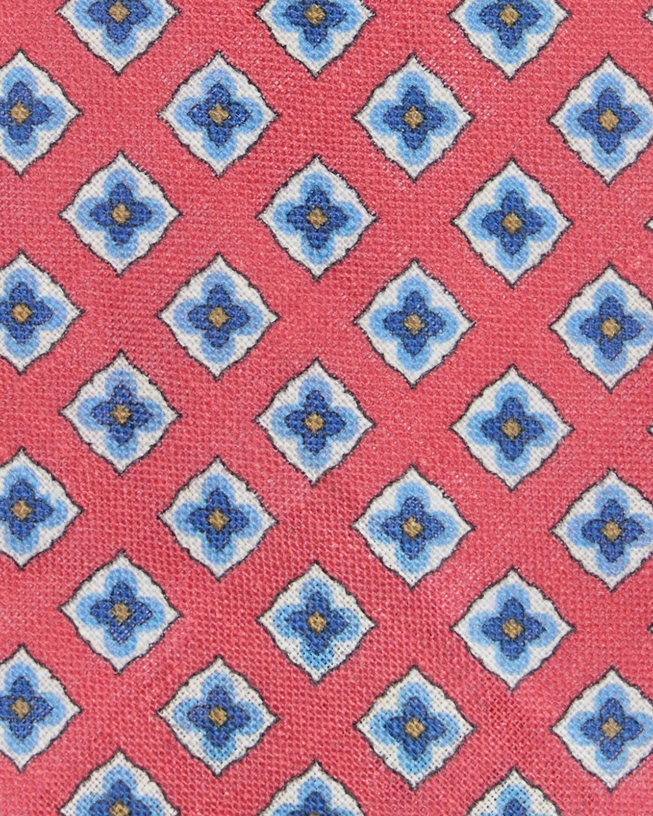 Linen Print Tie in Melon/Blue Medallion