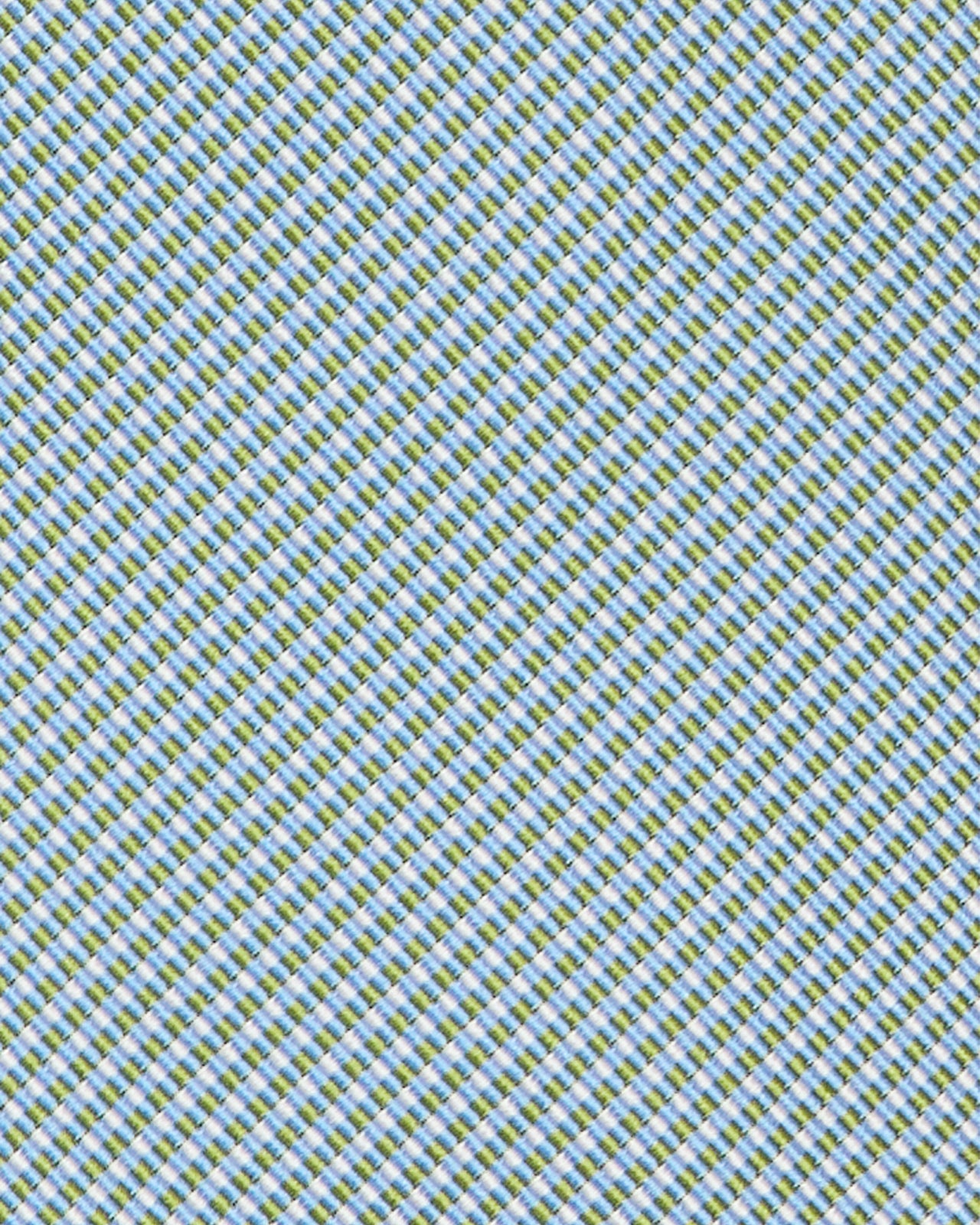 Silk/Cotton Jacquard Tie in Green/Sky