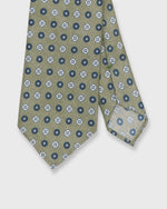 Load image into Gallery viewer, Silk/Linen Print Tie in Sage/Navy/Bone Geo Dot
