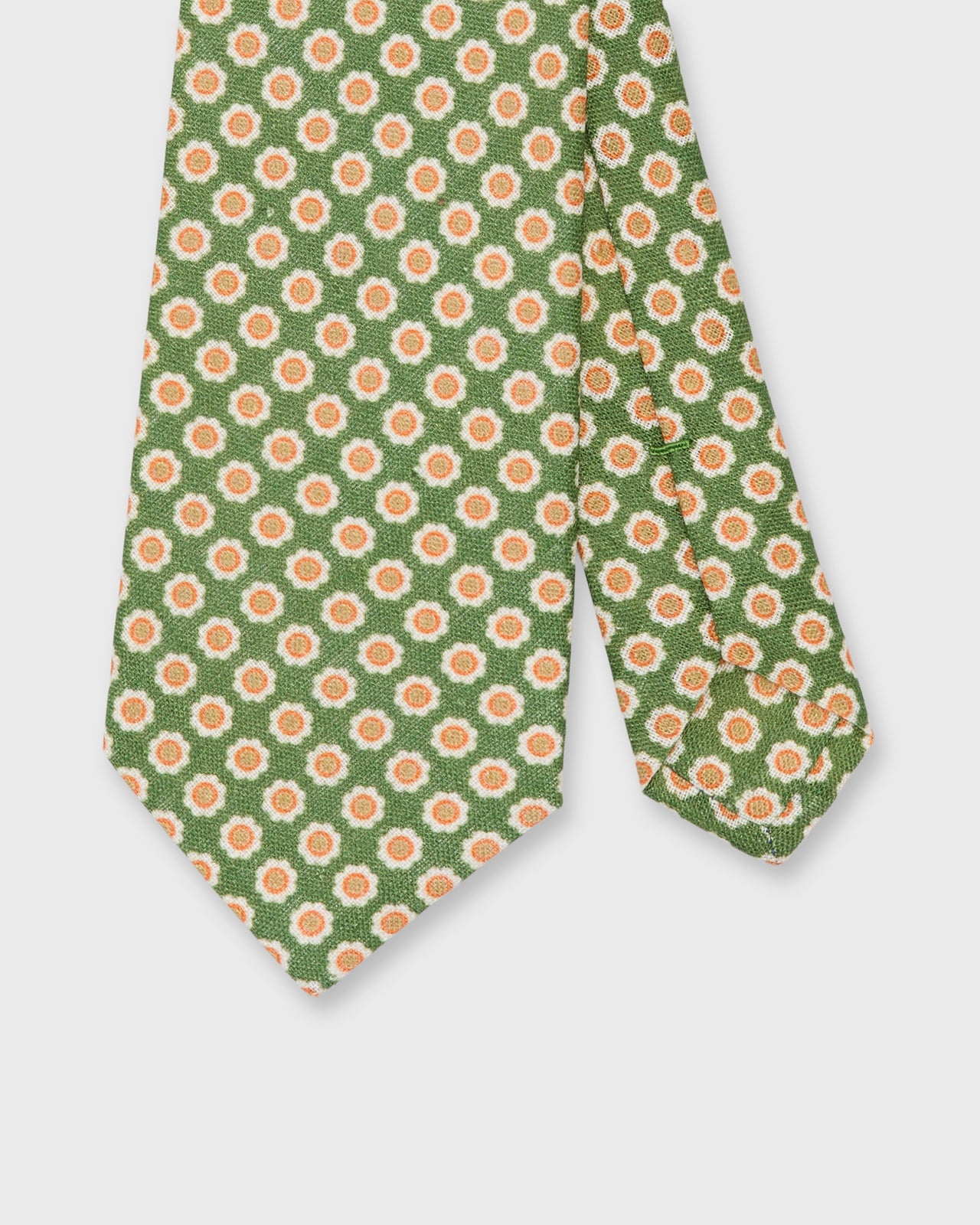 Linen Print Tie in Green/Butter/Orange Flower