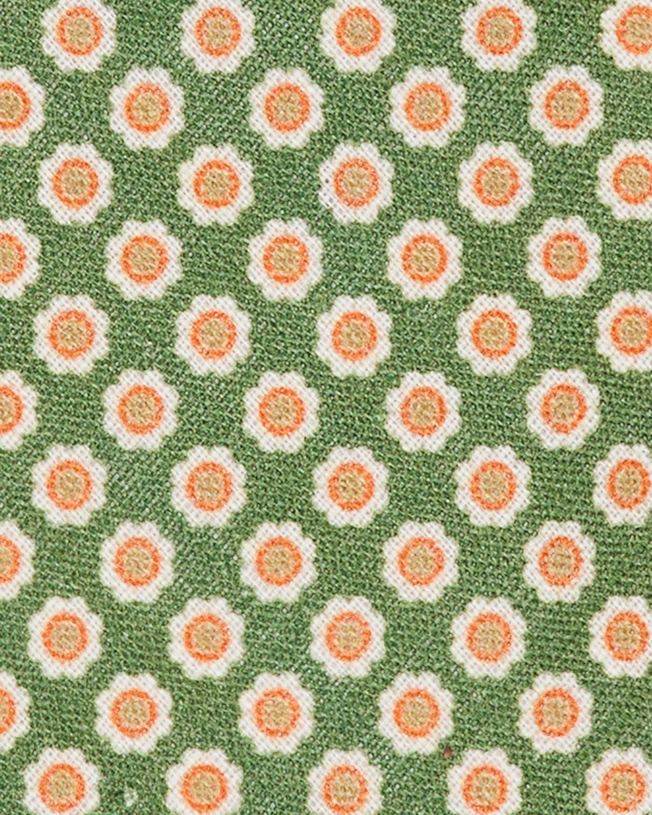Linen Print Tie in Green/Butter/Orange Flower