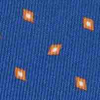 Silk Print Tie in Blue/Orange Diamond