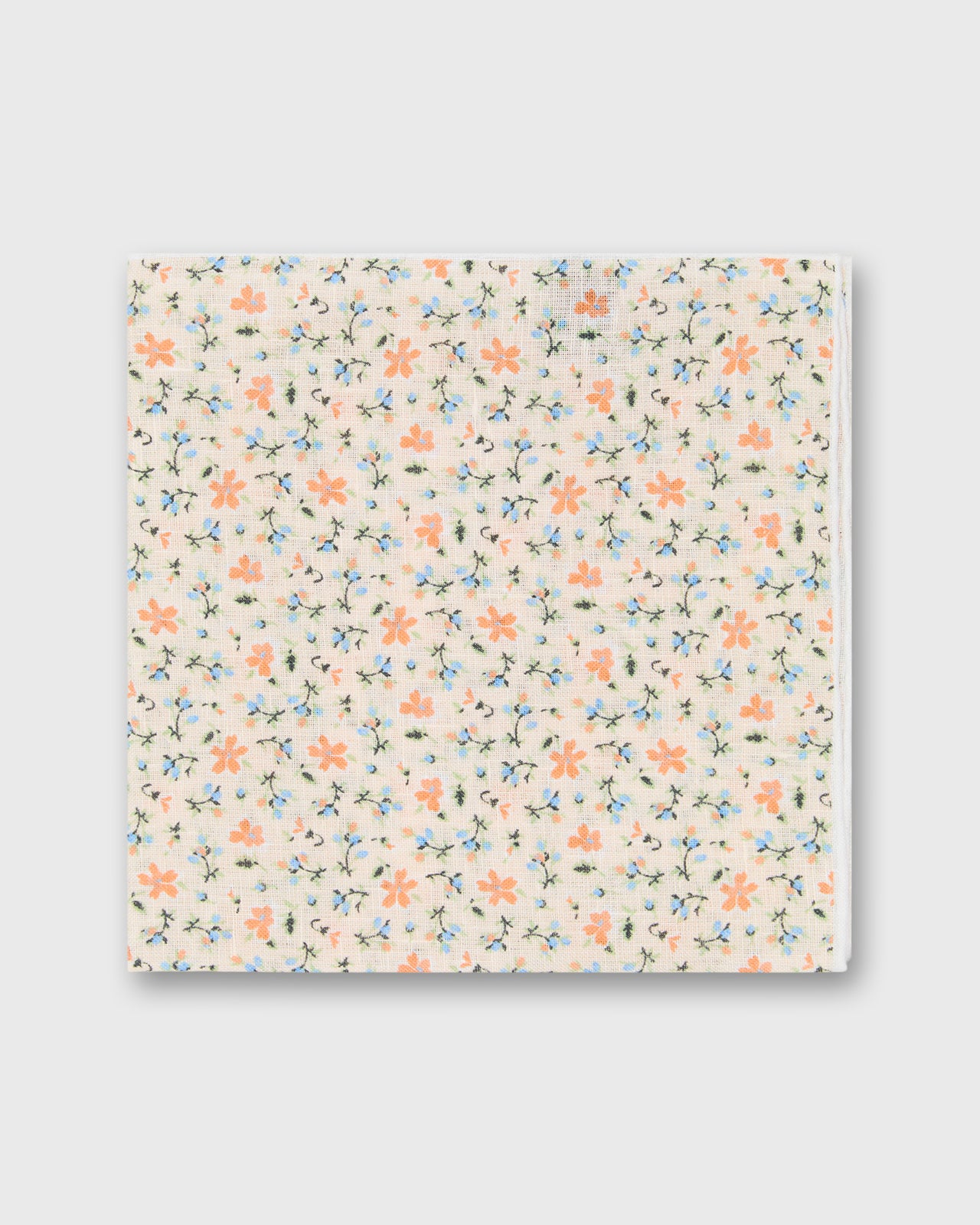 Linen Pocket Square in Cream/Orange Floral