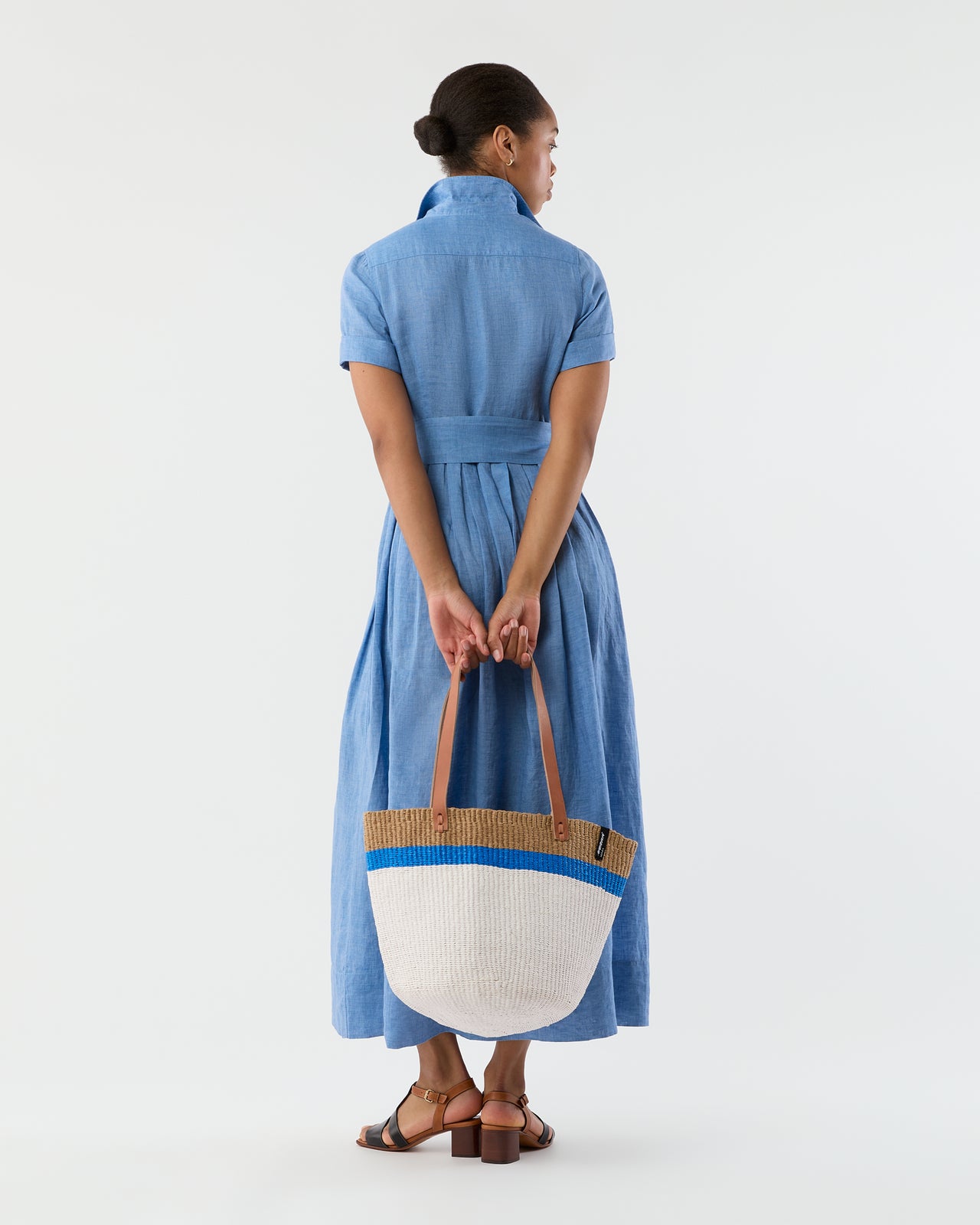 Kiondo Shopper Basket in Top Stripe Blue