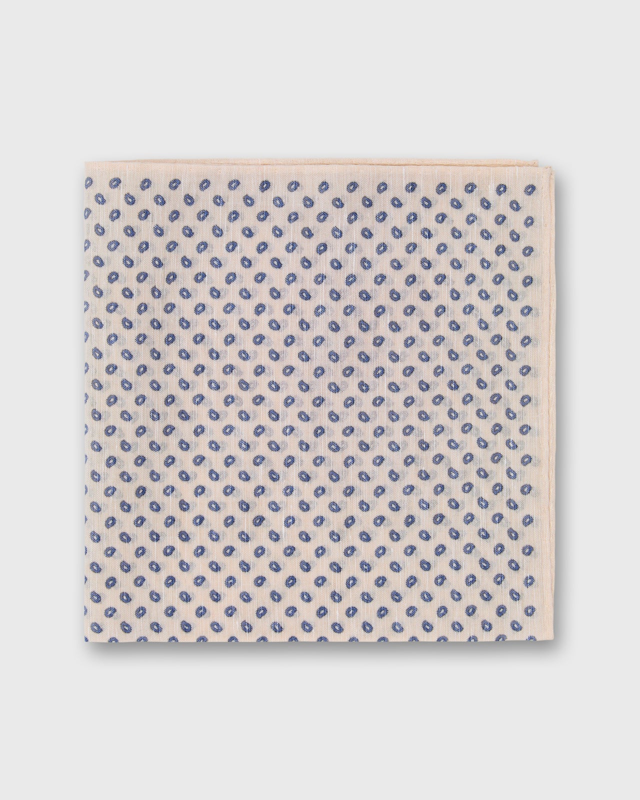 Hand-Rolled Cotolino Pocket Square in Bone/Navy Mini Paisley