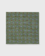 Load image into Gallery viewer, Hand-Rolled Cotolino Pocket Square in Olive/Blue/Orange Flower
