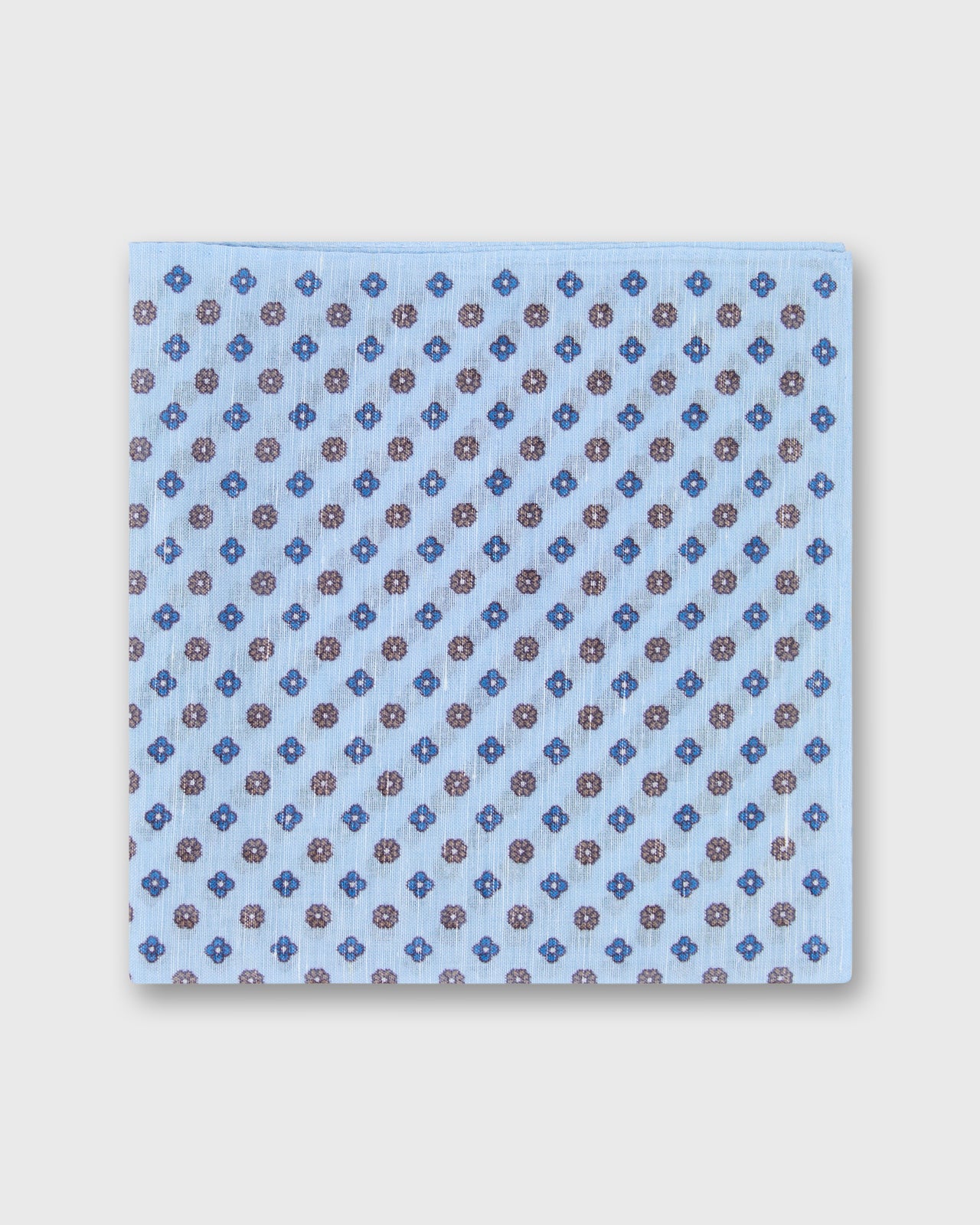 Hand-Rolled Cotolino Pocket Square in Mist/Navy/Smoke Flower