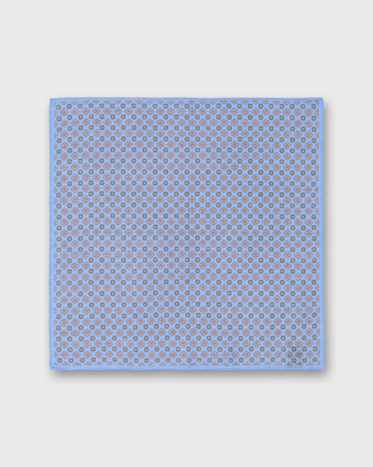 Hand-Rolled Cotolino Pocket Square in Periwinkle/Pink/Smoke Foulard