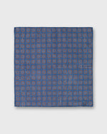 Load image into Gallery viewer, Hand-Rolled Cotolino Pocket Square in Navy/Umber/Sky Medallion
