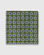 Load image into Gallery viewer, Hand-Rolled Cotolino Pocket Square in Sea Moss/Navy/Cream Medallion
