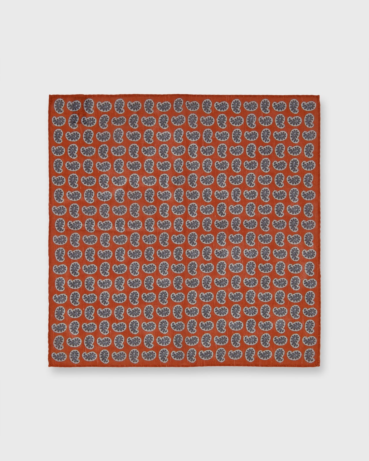 Hand-Rolled Cotolino Pocket Square in Orange/Brown/Cream Paisley