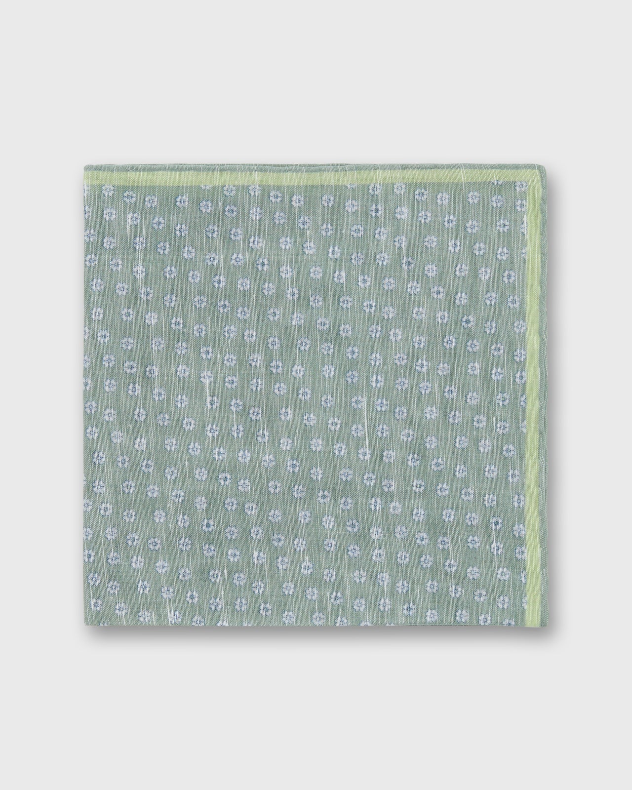 Hand-Rolled Linen/Cotton Pocket Square in Sage/Bone/Clover Multi Flower