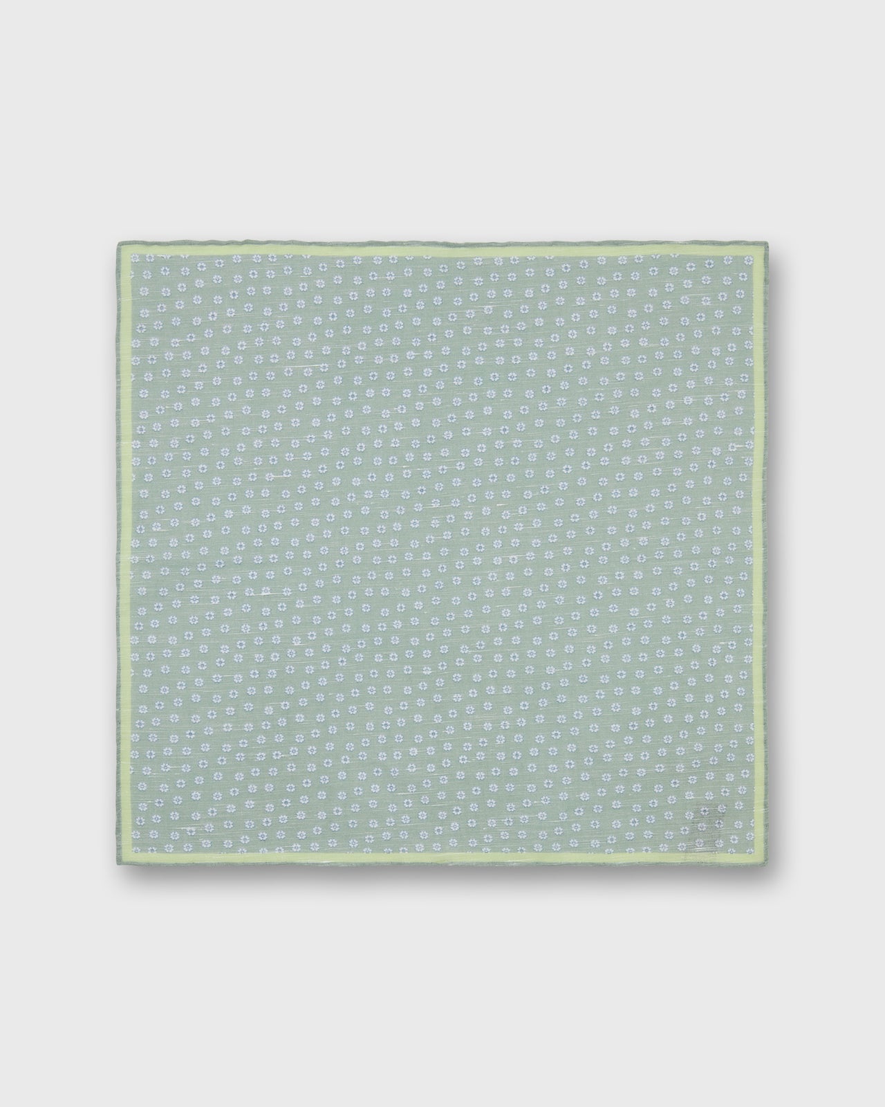 Hand-Rolled Linen/Cotton Pocket Square in Sage/Bone/Clover Multi Flower