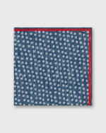 Load image into Gallery viewer, Hand-Rolled Linen/Cotton Pocket Square in Navy/Bone/Red Multi Flower
