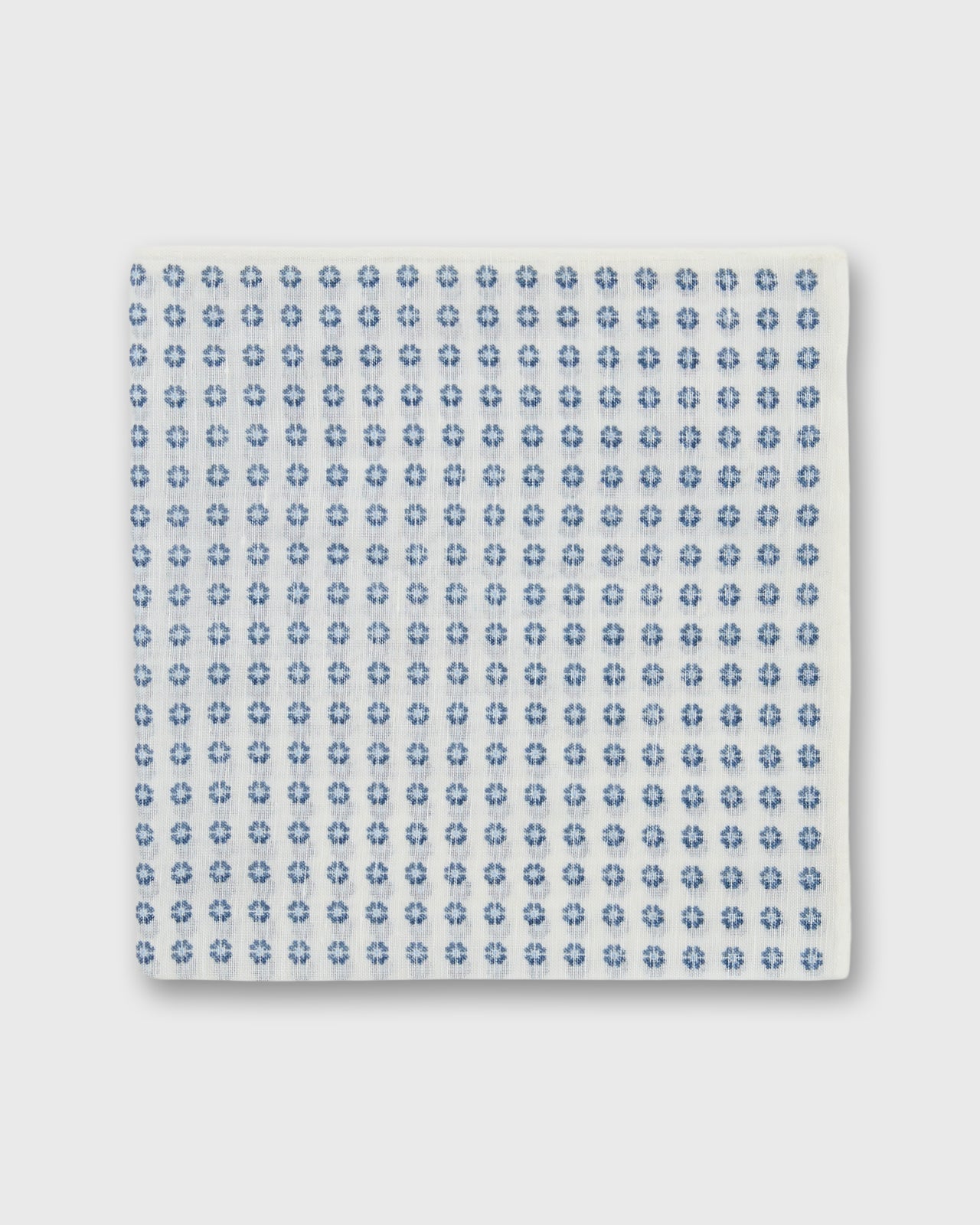Hand-Rolled Linen/Cotton Pocket Square in Bone/Navy Mini Paisley