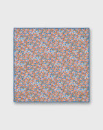 Load image into Gallery viewer, Hand-Rolled Linen/Cotton Pocket Square in Orange/Blue/Olive Flora
