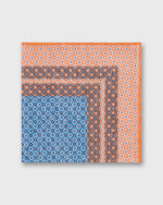 Load image into Gallery viewer, Hand-Rolled Linen/Cotton Pocket Square in Melon/Blue/Bone Mosaic
